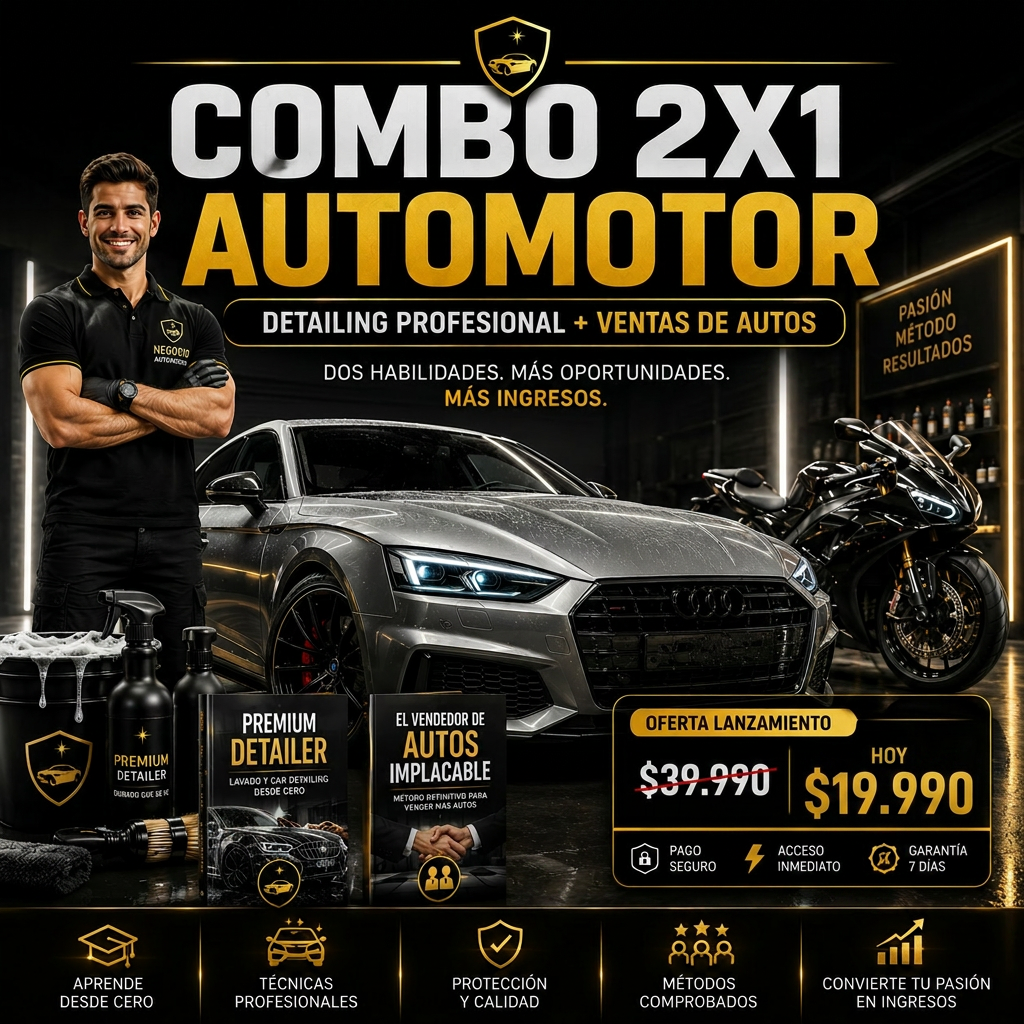 Combo 2x1 Automotor: Detailing Profesional + Ventas de Autos